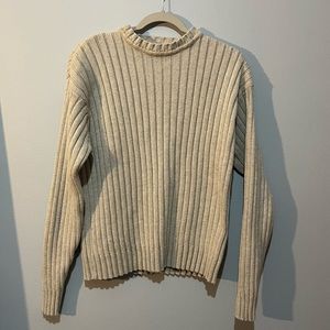 GAP Cream Heavy Ribbed Knit Crew Neck Sweater in Size Medium 100% Cotton